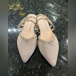 Chic Beige Studded Women's Flats